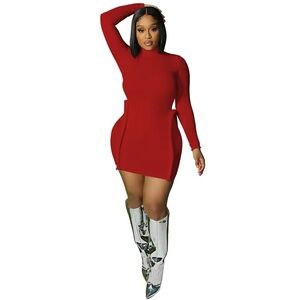 Crimson Allure Sculpted Mini Dress